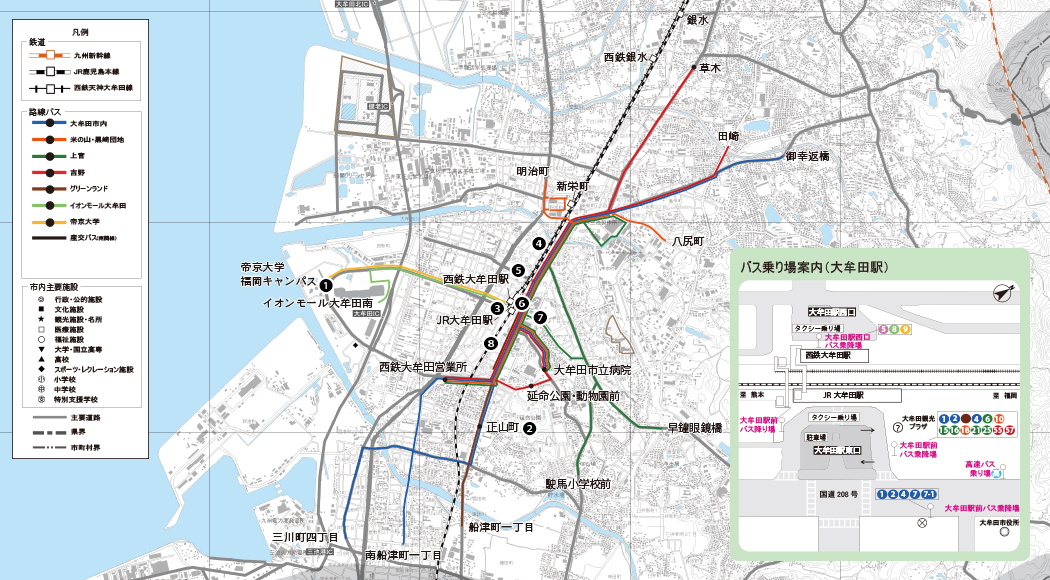 大牟田市の地図